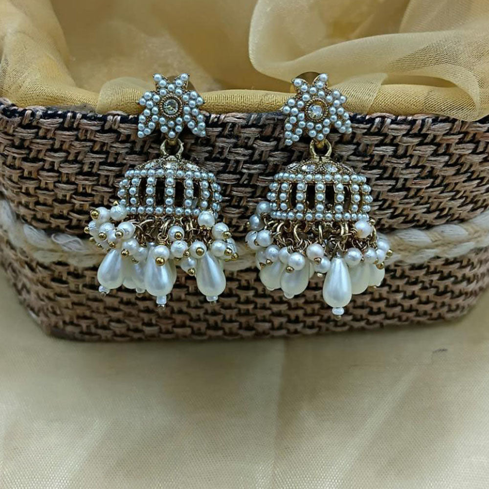 Lucentarts Ethnic Pota Stones and Pearl Jhumki Earrings