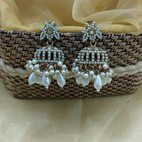 Lucentarts Ethnic Pota Stones and Pearl Jhumki Earrings