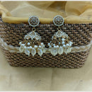 Lucentarts Ethnic Pota Stones and Pearl Jhumki Earrings