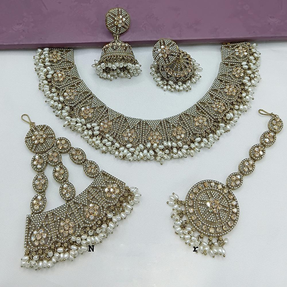 Lucentarts Jewellery Austrian Stone Pearl And Beads Necklace Set