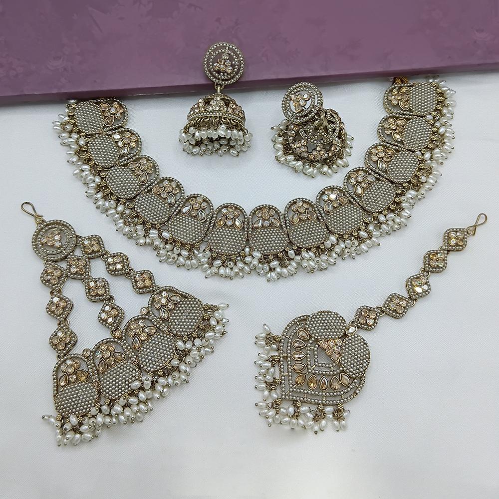 Lucentarts Jewellery Austrian Stone Pearl And Beads Necklace Set