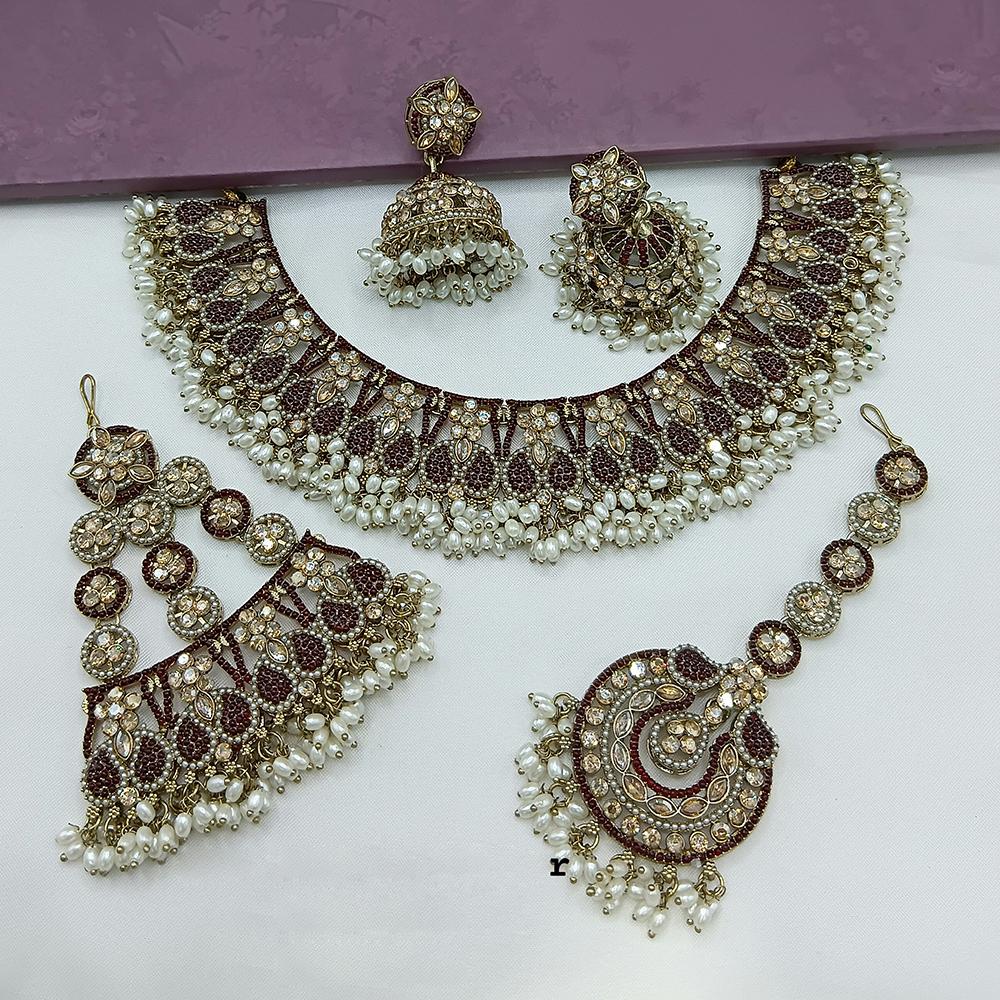 Lucentarts Jewellery Austrian Stone Pearl And Beads Necklace Set