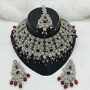 Lucentarts Jewellery Rhodium Austrian Stone And Pearl Beads Choker Necklace Set