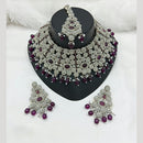 Lucentarts Jewellery Rhodium Austrian Stone And Pearl Beads Choker Necklace Set