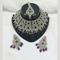 Lucentarts Jewellery Rhodium Austrian Stone And Pearl Beads Choker Necklace Set