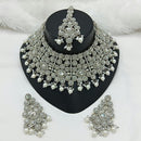 Lucentarts Jewellery Rhodium Austrian Stone And Pearl Beads Choker Necklace Set