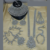 Lucentarts Jewellery Silver Plated Austrian Stone & Beads Bridal Set