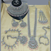 Lucentarts Jewellery Silver Plated Austrian Stone & Beads Bridal Set