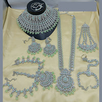Lucentarts Jewellery Silver Plated Austrian Stone & Beads Bridal Set
