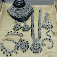 Lucentarts Jewellery Silver Plated Austrian Stone & Beads Bridal Set