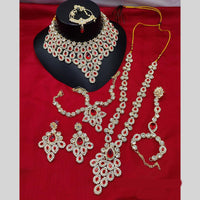 Lucentarts Jewellery Gold Plated Austrian Stone & Beads Bridal Set