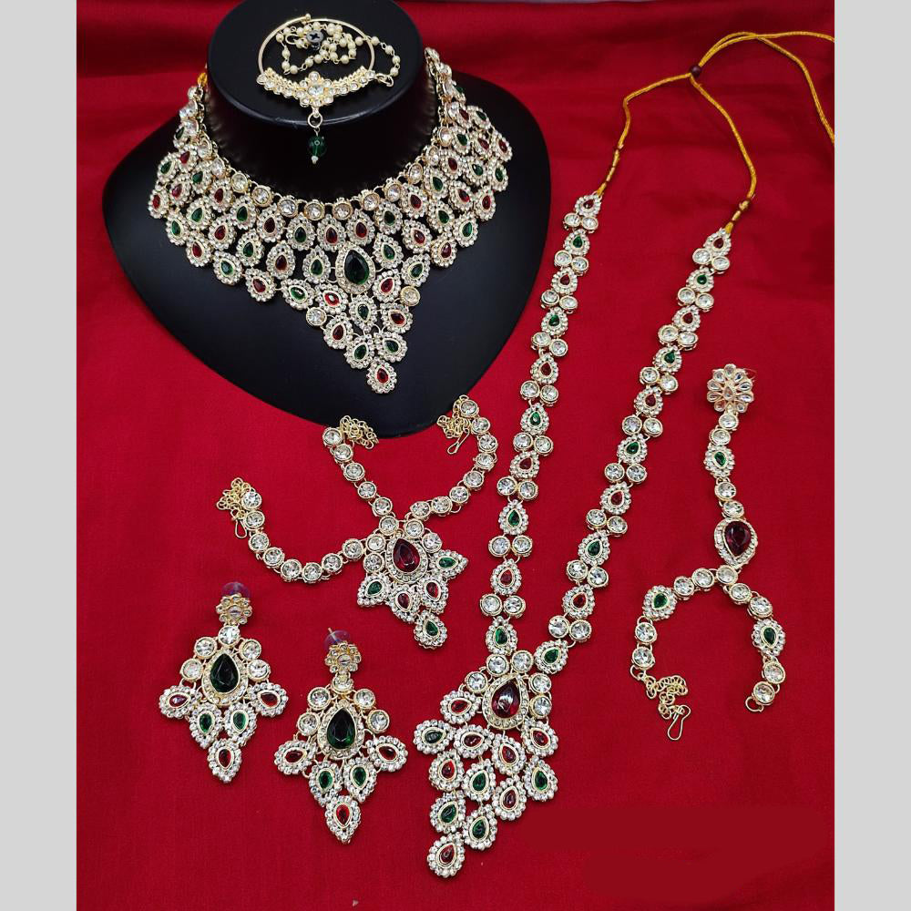 Lucentarts Jewellery Gold Plated Austrian Stone & Beads Bridal Set