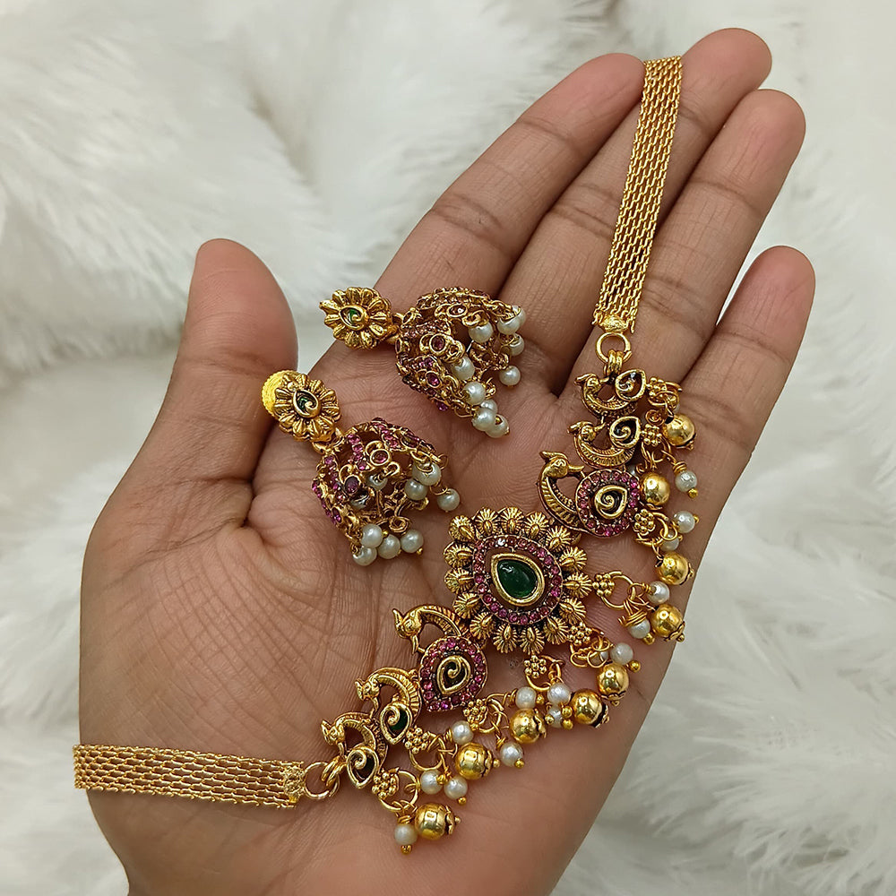 Lucentarts Jewellery Pota Stone Beads And Pearl Choker Necklace Set