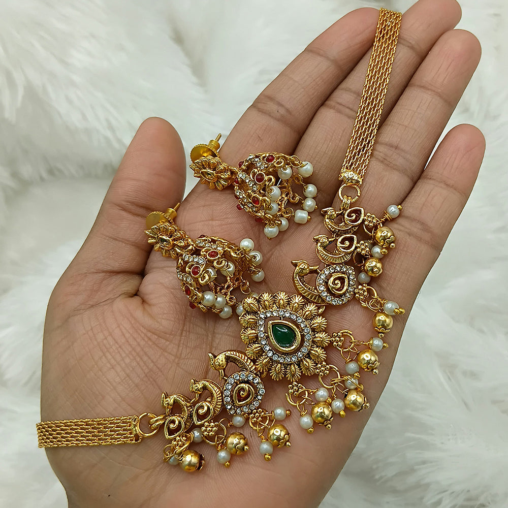 Lucentarts Jewellery Pota Stone Beads And Pearl Choker Necklace Set
