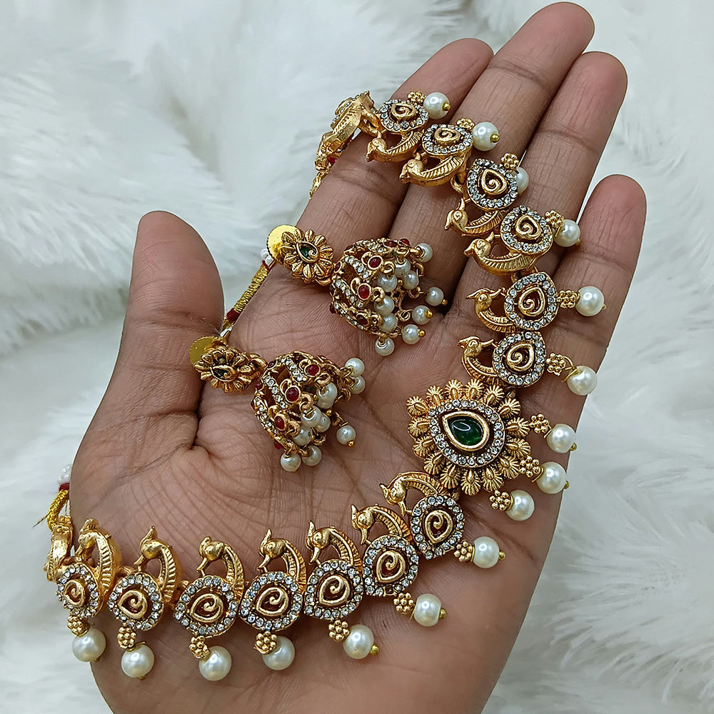 Lucentarts Jewellery Austrian Stone And Pearls Necklace Set