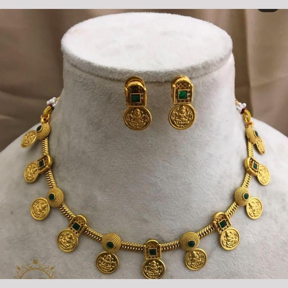 Lucentarts  jewellery Traditional Gold-Toned Pota Necklace Featuring Goddess Lakshmi