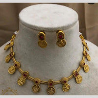 Lucentarts  jewellery Traditional Gold-Toned Pota Necklace Featuring Goddess Lakshmi