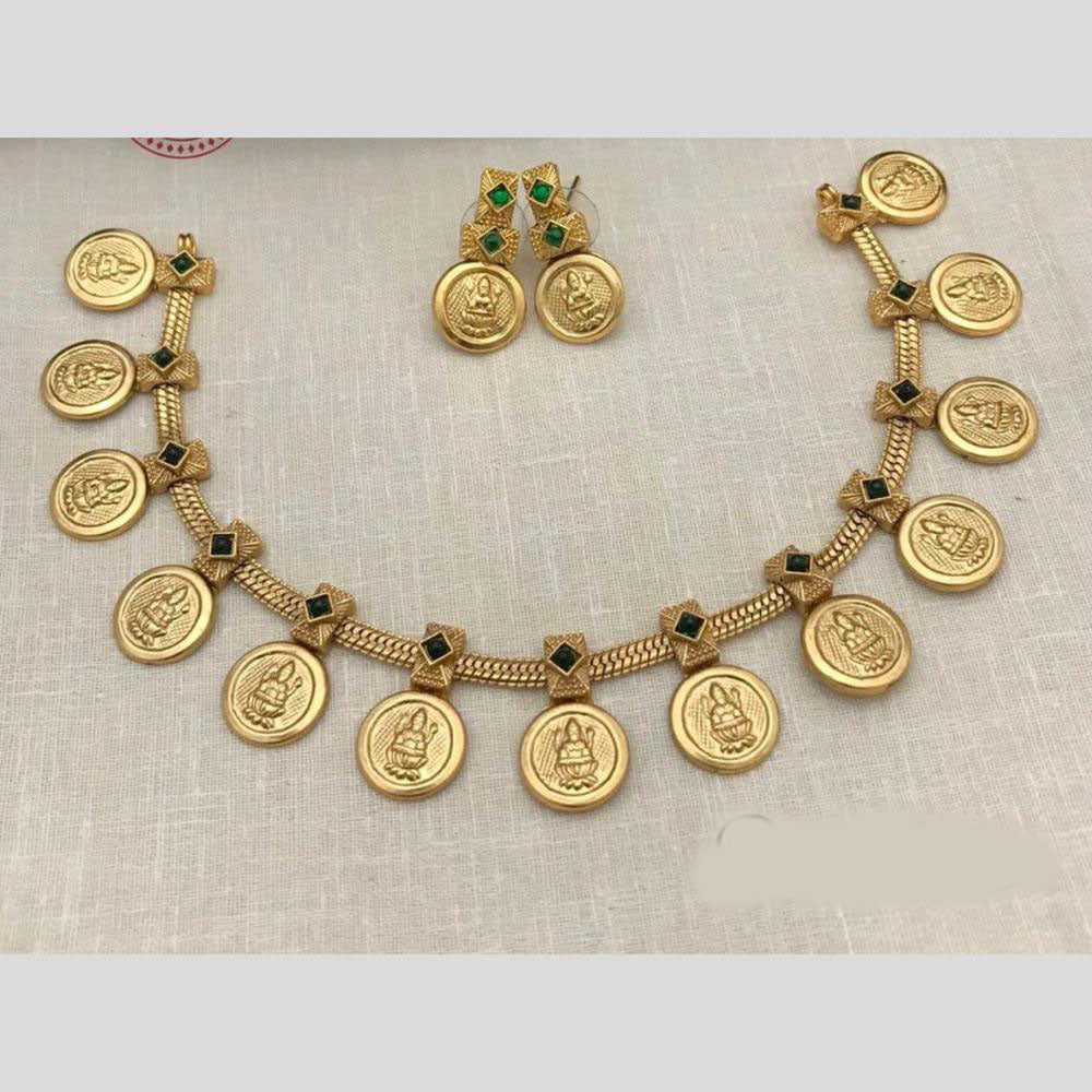 Lucentarts  jewellery Traditional Gold-Toned Pota Necklace Featuring Goddess Lakshmi