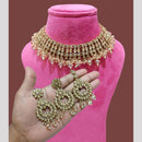 Lucentarts  Jewellery Kundan Beads Fusion Necklace Set with Maang Tikka