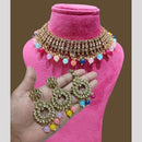 Lucentarts  Jewellery Kundan Beads Fusion Necklace Set with Maang Tikka