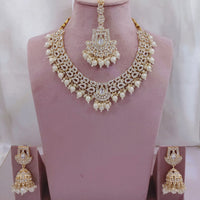 Lucentarts Jewellery Ethnic Austrian Stone And Kundan Pearl Necklace Set