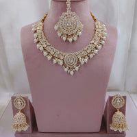 Lucentarts Jewellery Ethnic Austrian Stone And Kundan Pearl Necklace Set