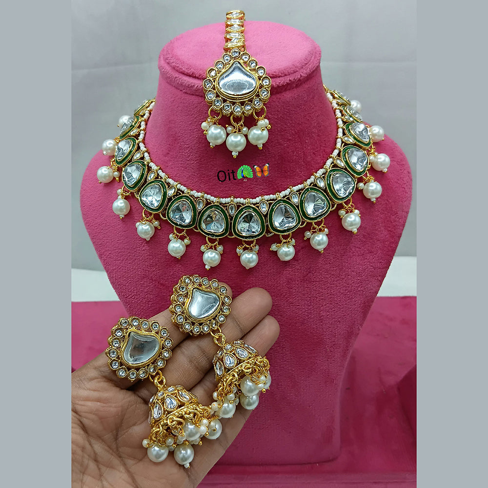 Lucentarts Jewellery Traditional Gold Plated Kundan And Pearl Necklace Set