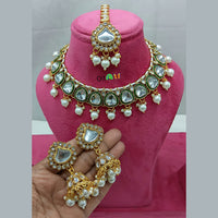 Lucentarts Jewellery Traditional Gold Plated Kundan And Pearl Necklace Set
