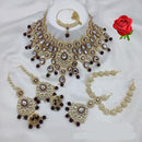 Lucentarts Jewellery Ethnic Gold Plated Kundan Stone And Meenakari Semi Bridal Necklace Set