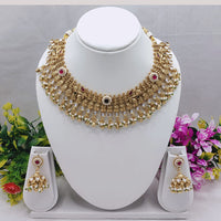Lucentarts Jewellery Mughal Charm Kundan And Pearl Festive Bloom Neckalce Set