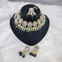 Lucentarts Jewellery Kundan Necklace with Pearl Drops and Beaded Layers