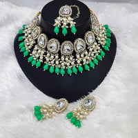 Lucentarts Jewellery Kundan Necklace with Pearl Drops and Beaded Layers