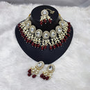 Lucentarts Jewellery Kundan Necklace with Pearl Drops and Beaded Layers