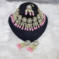 Lucentarts Jewellery Kundan Necklace with Pearl Drops and Beaded Layers