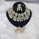 Lucentarts Jewellery Kundan Necklace with Pearl Drops and Beaded Layers