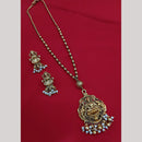 Lucentarts Jewellery Heritage Inspired Pota Stone And Pearl Temple Long Necklace Set