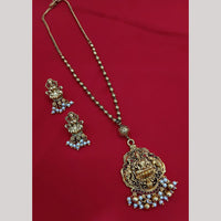 Lucentarts Jewellery Heritage Inspired Pota Stone And Pearl Temple Long Necklace Set
