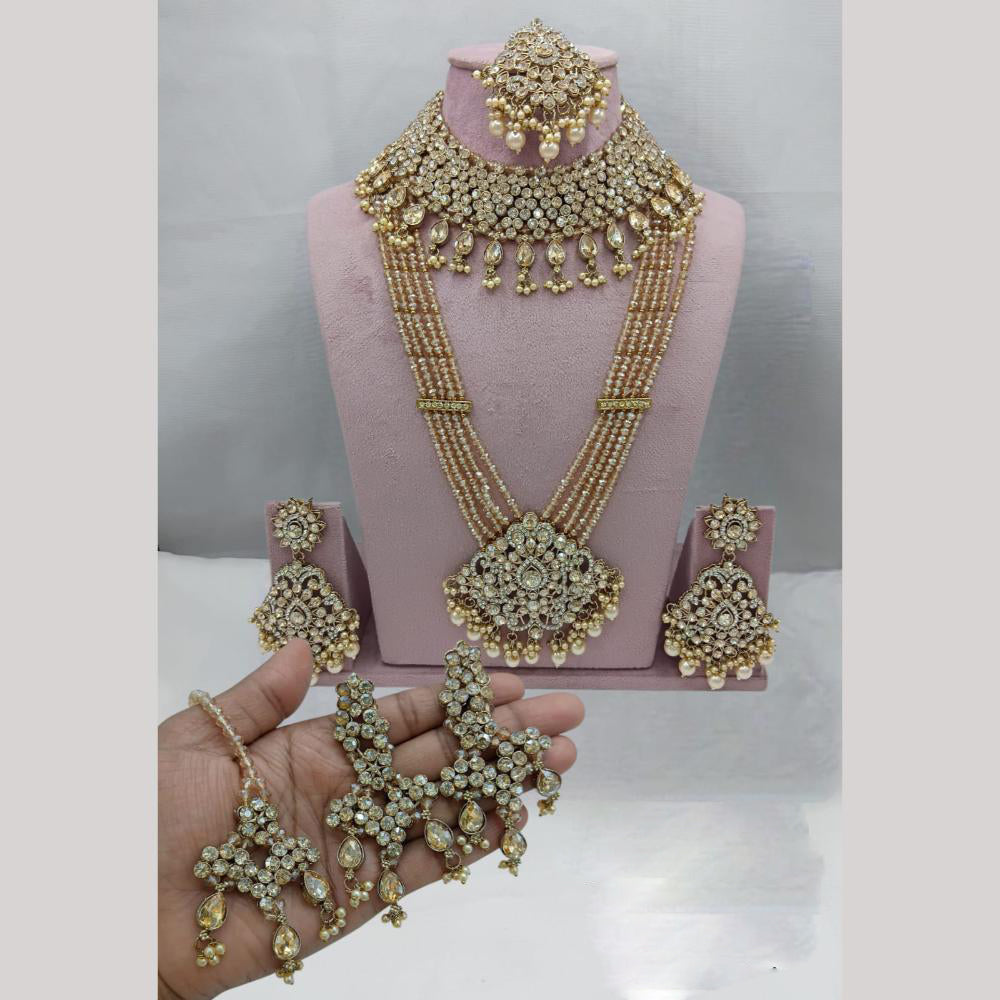 Lucentarts Jewellery Designer Austrian Stone And Beads Double Necklace Set