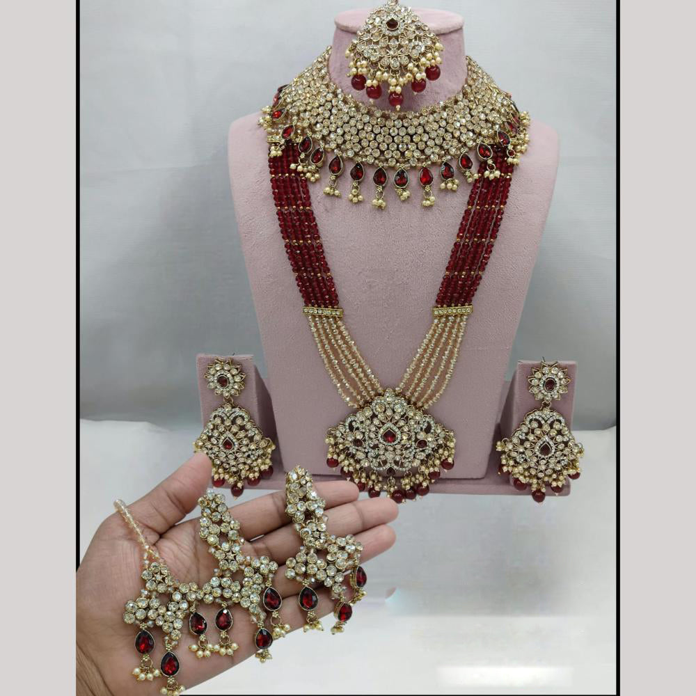 Lucentarts Jewellery Designer Austrian Stone And Beads Double Necklace Set