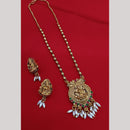 Lucentarts Jewellery Heritage Inspired Pota Stone And Pearl Temple Long Necklace Set
