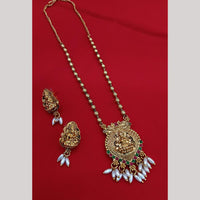 Lucentarts Jewellery Heritage Inspired Pota Stone And Pearl Temple Long Necklace Set