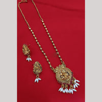 Lucentarts Jewellery Heritage Inspired Pota Stone And Pearl Temple Long Necklace Set