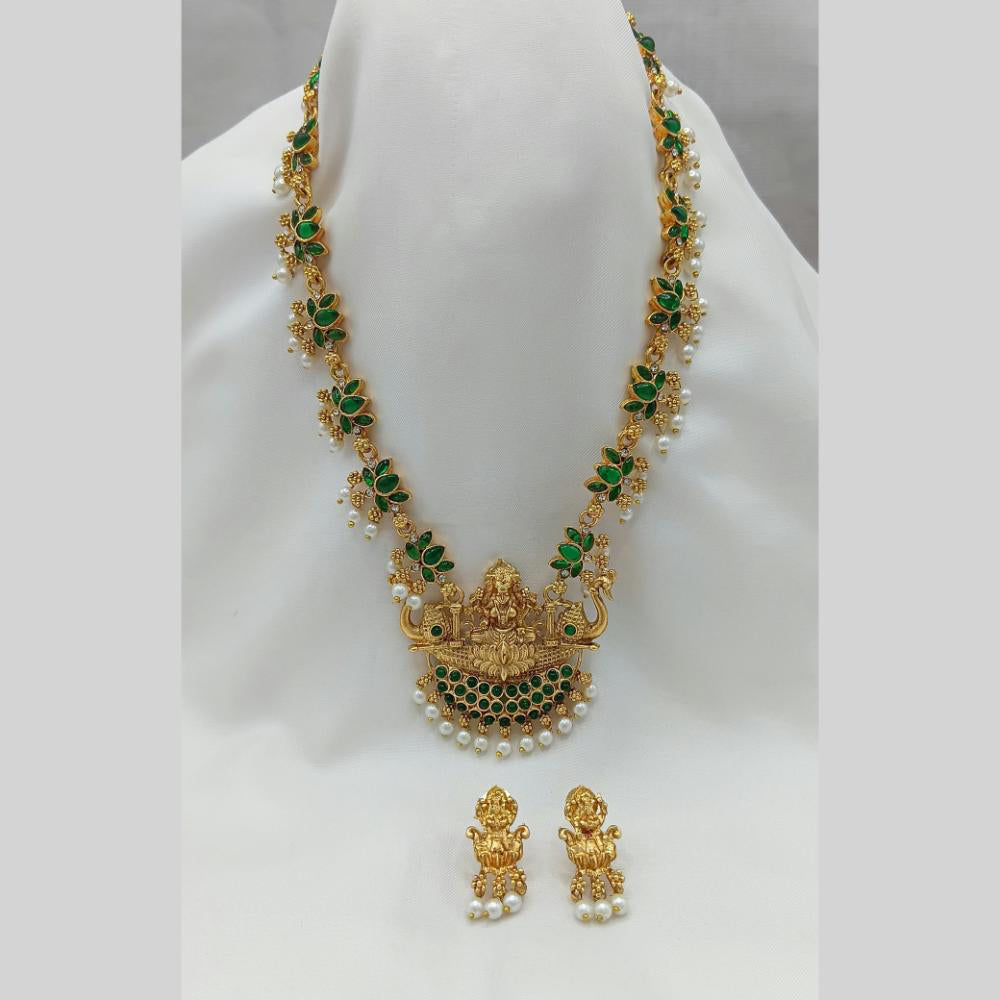 Lucentarts Jewellery Pota Stone And Pearl Temple Necklace Set