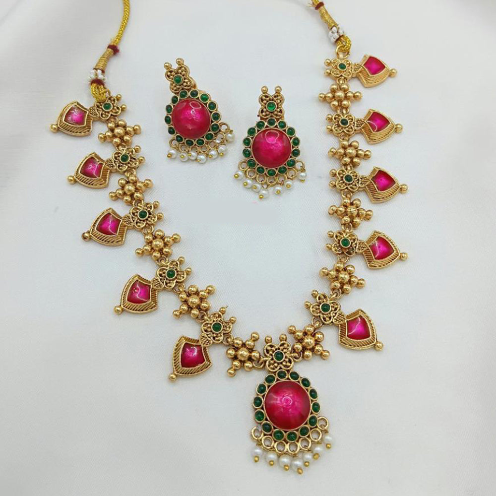 Lucentarts Jewellery Regal Pota Stone And Pearl Necklace Set