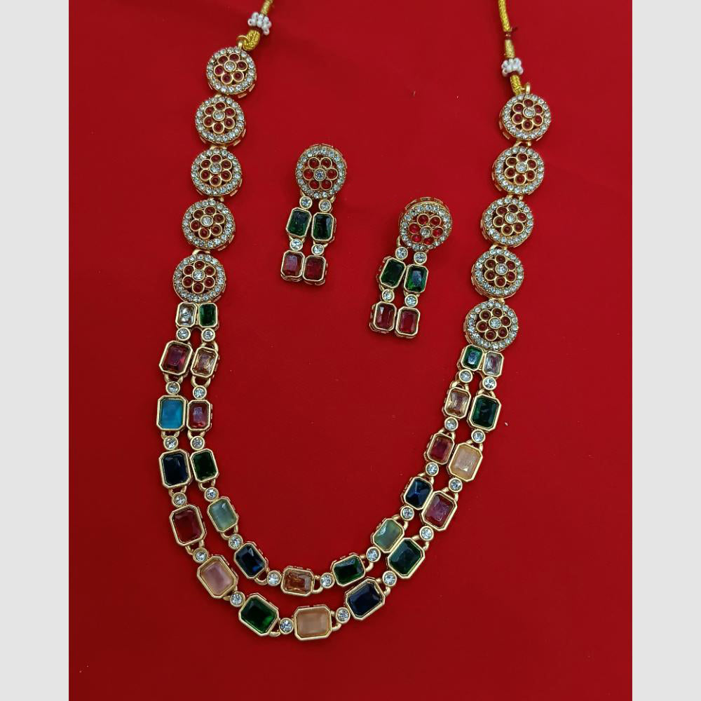 Lucentarts Jewellery Gold Plated Pota Stone Necklace Set