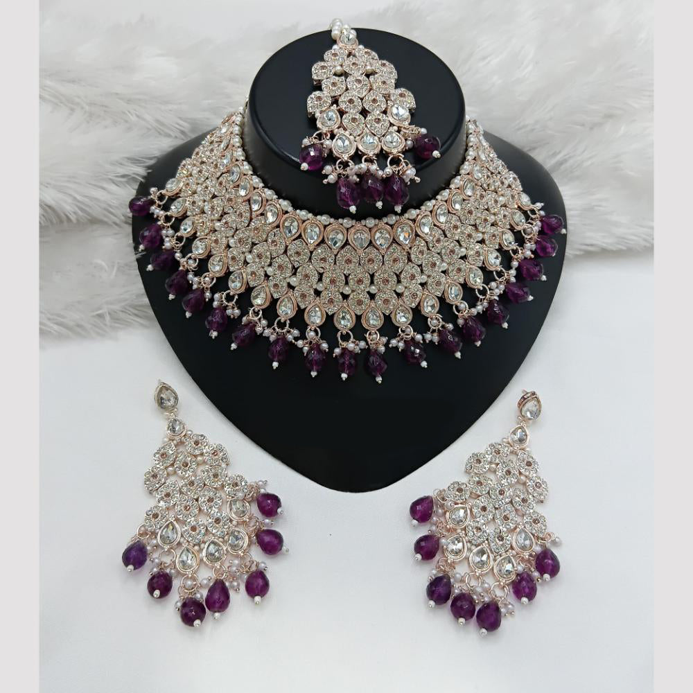 Lucentarts Jewellery Austrian Stone Beads And Pearl Choker Necklace Set