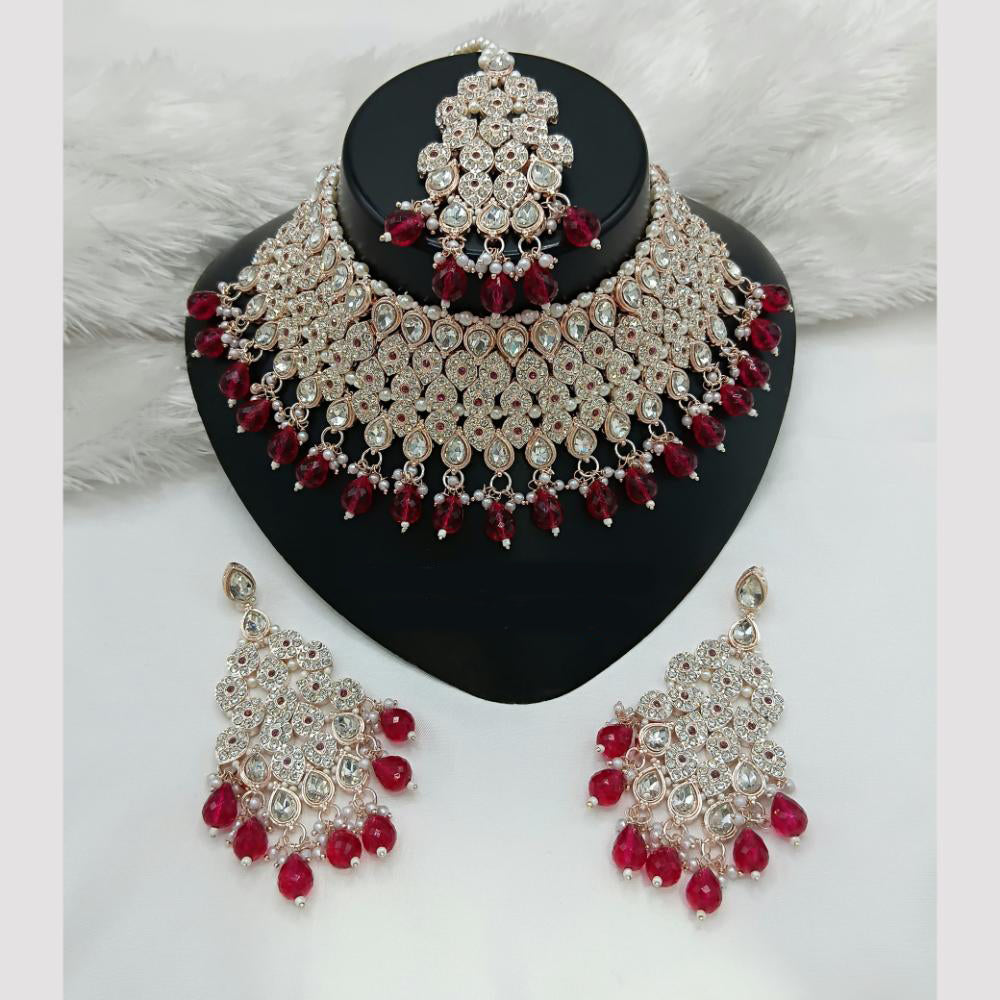 Lucentarts Jewellery Austrian Stone Beads And Pearl Choker Necklace Set