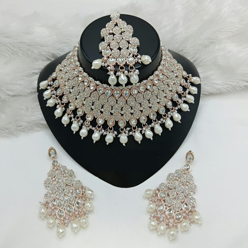 Lucentarts Jewellery Austrian Stone Beads And Pearl Choker Necklace Set
