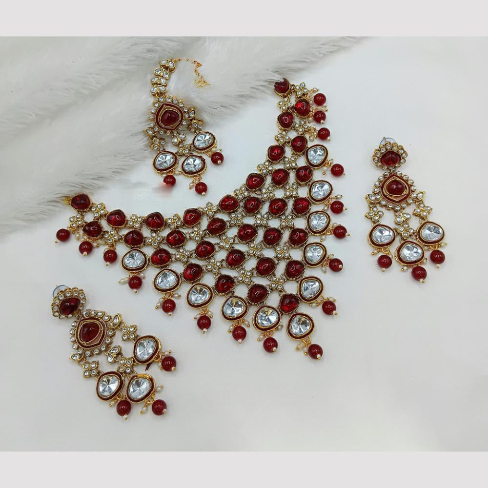 Lucentarts Jewellery Handcrafted Elegant Pota Stone Choker Necklace Set
