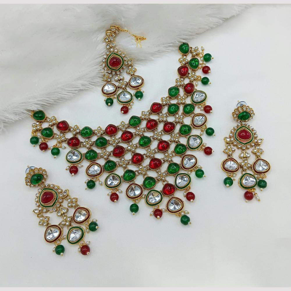 Lucentarts Jewellery Handcrafted Elegant Pota Stone Choker Necklace Set